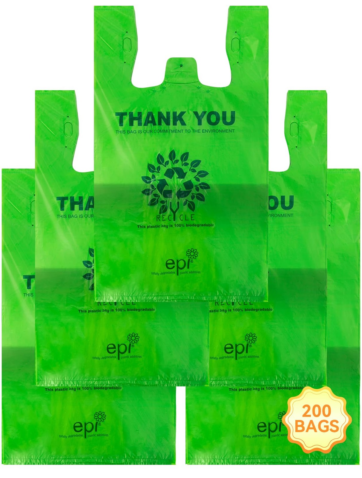 [200 per box],Recyclable Compostable Reusable Biodegradable Plastic T-Shirt Bags