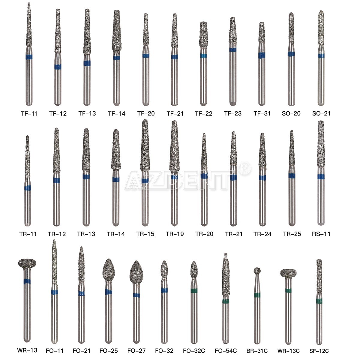 100pcs Dental Diamond Burs For High Speed Handpiece Medium Friction Grip 1.6mm