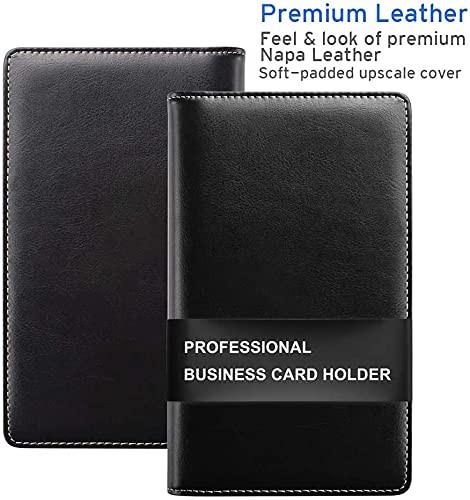 Sooez Leather Professional Business Card Book Holder Organizer, 240 Capacity Cre