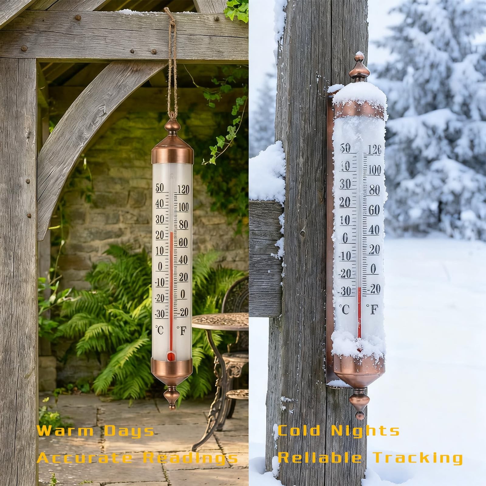 10″ Large Numbers Steel Outdoor Thermometer with Waterproof for Home & Garden