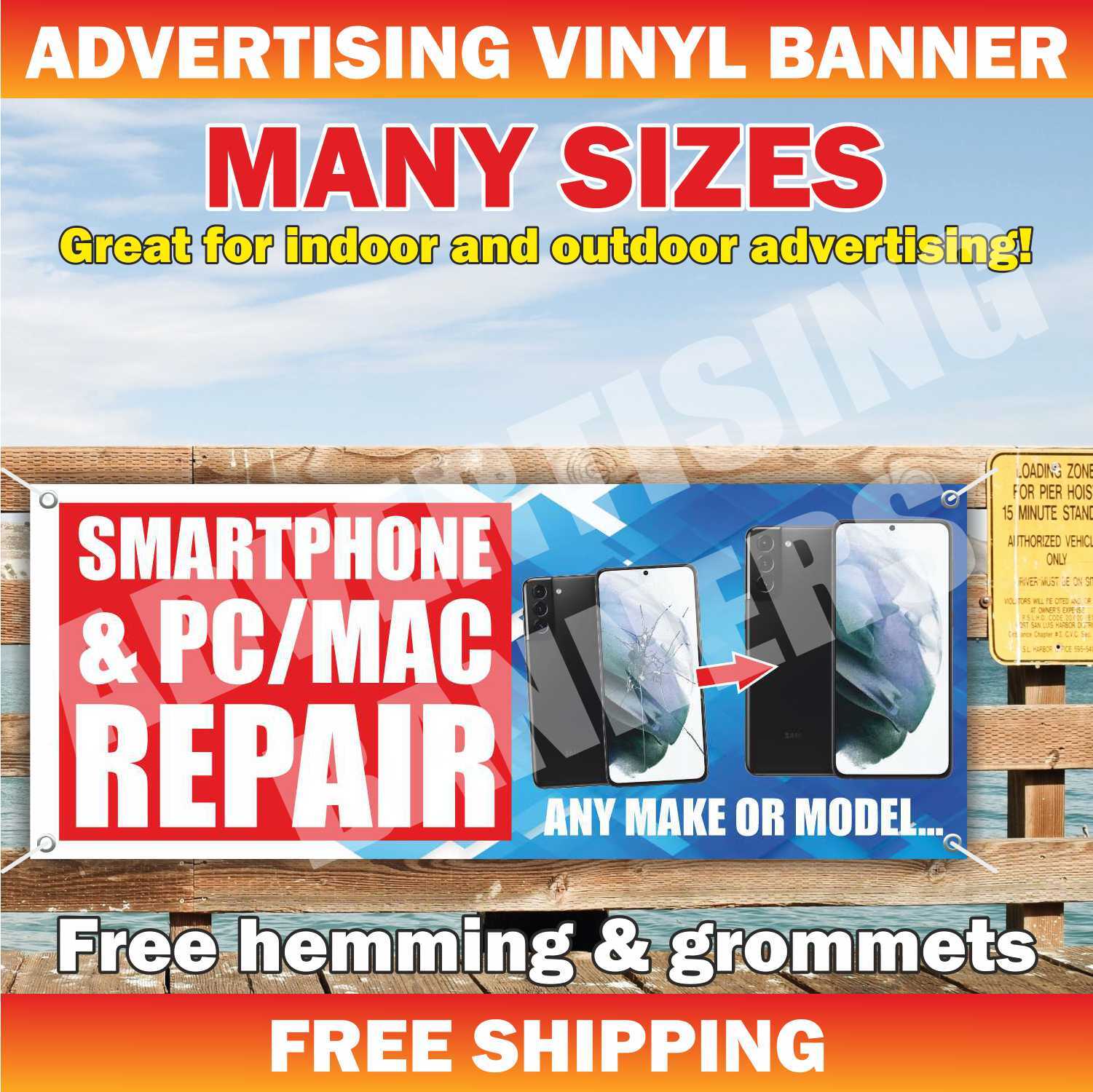 SMARTPHONE PC REPAIR Advertising Banner Vinyl Mesh Sign computer Cell Phones fix