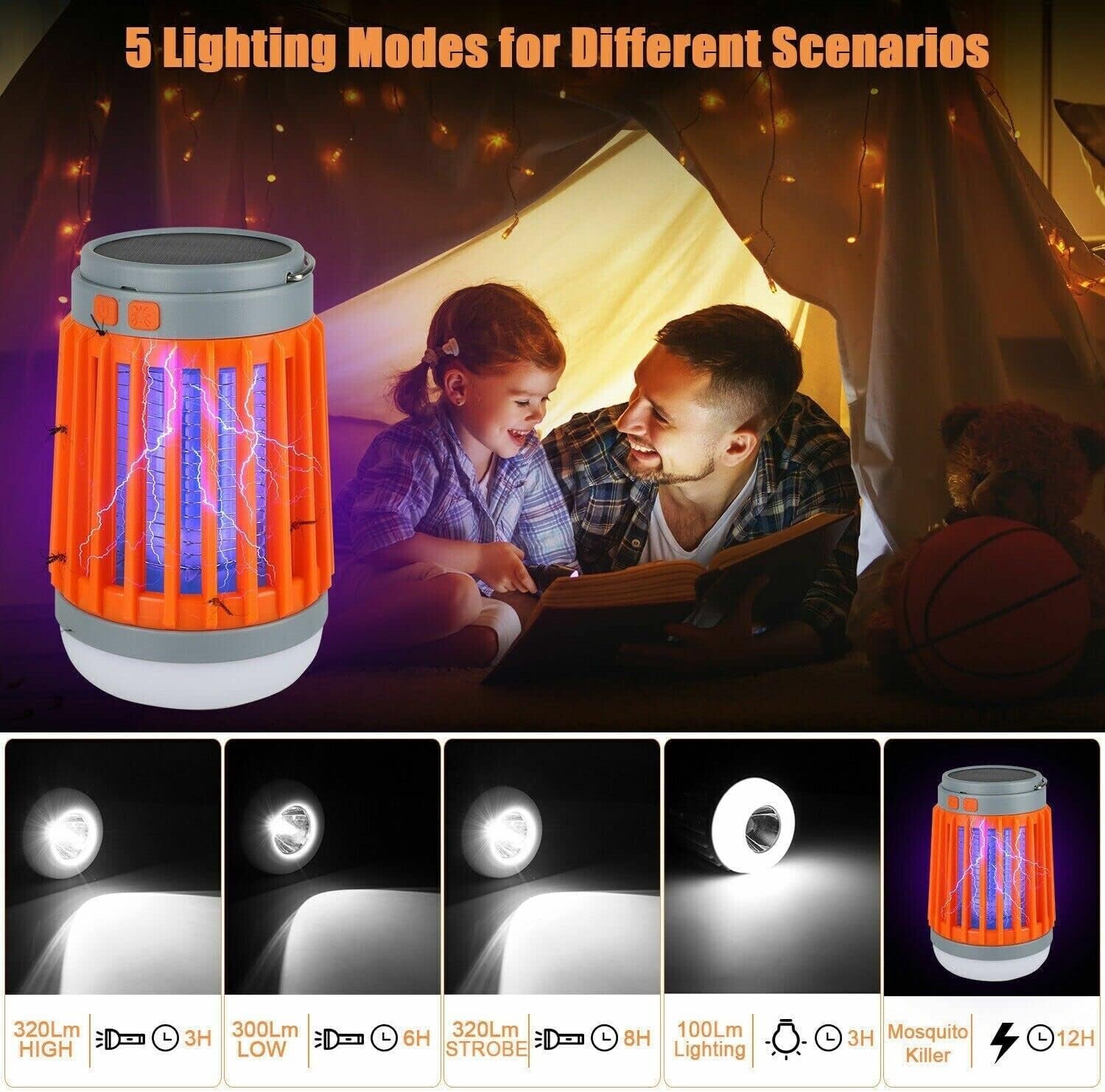 2-Pack Solar Mosquito Killer Lamp – Orange for Outdoor Garden, Patio & Yard Use