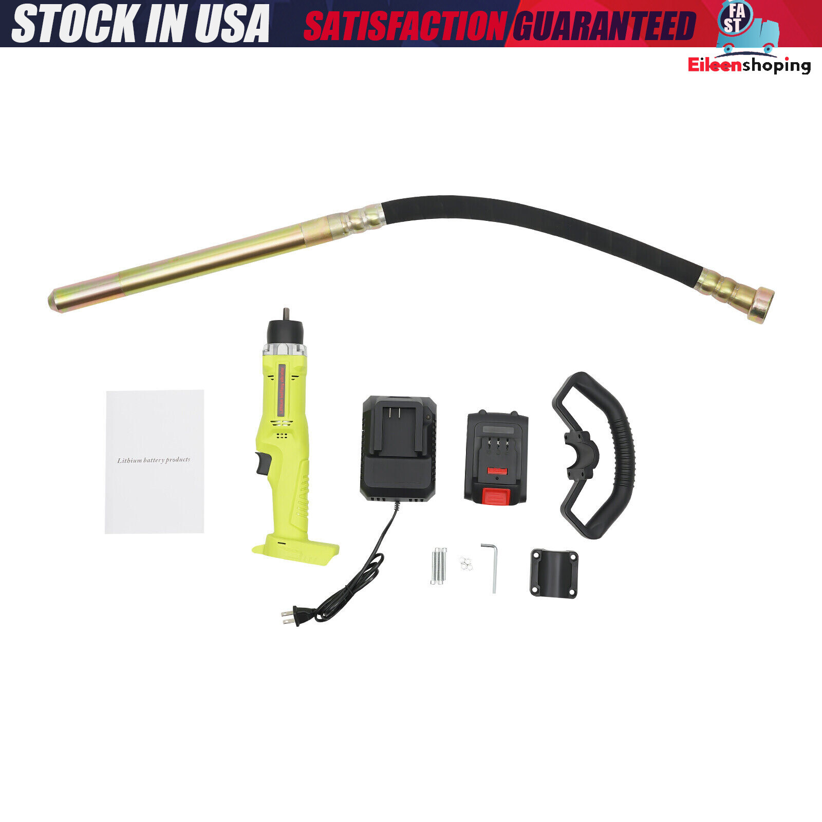 NEW! Cordless Handheld Concrete Vibrator with Battery & Battery Charger 29000rpm