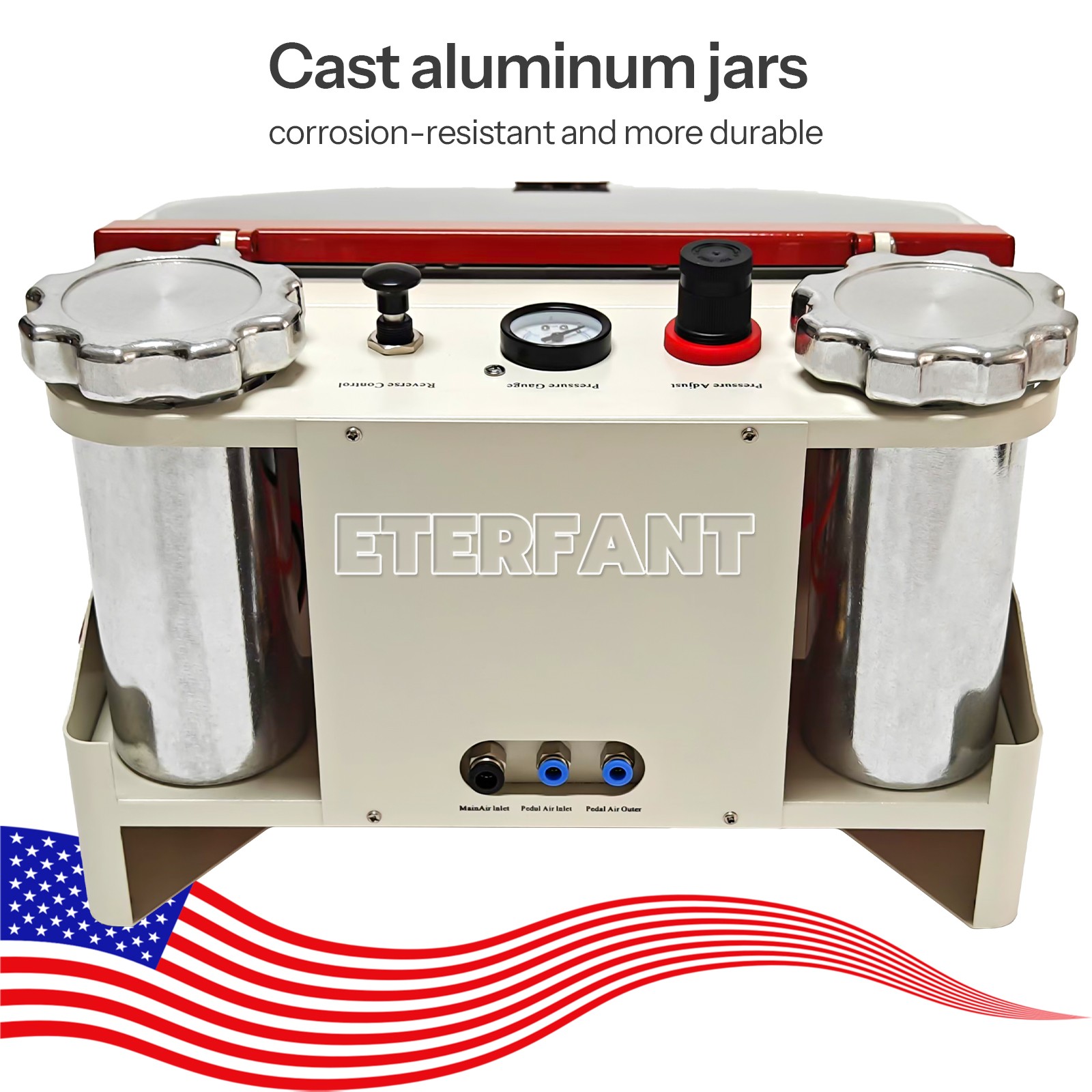 ETERFANT Dental Lab Twin Pen Sandblaster with LED Strip Light 2 Aluminum Tanks