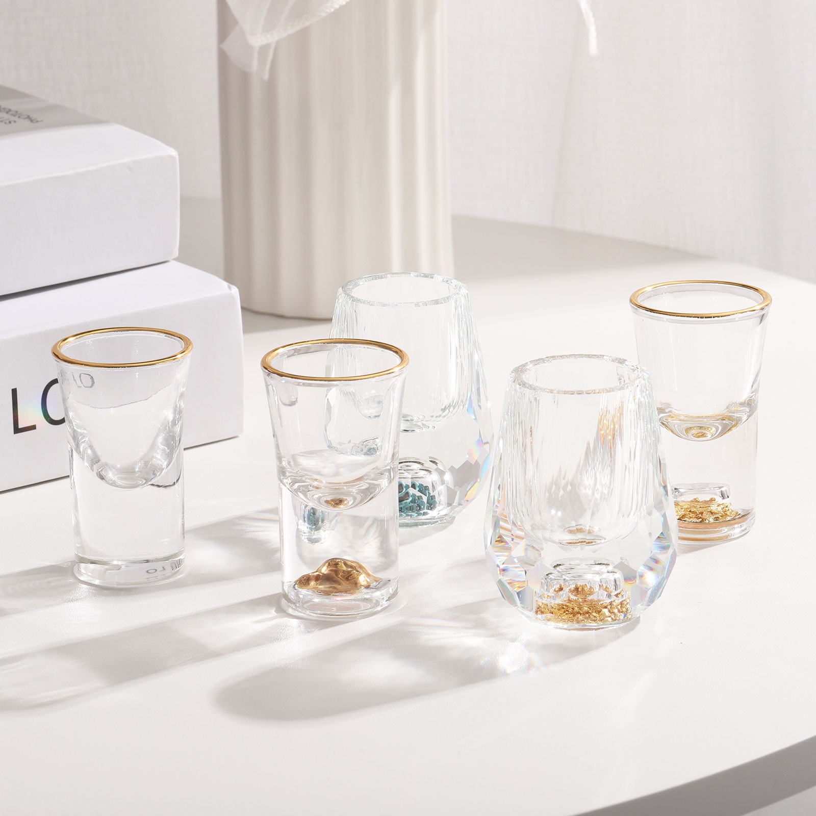 2pcs Shot Glasses 0.5oz Polystyrene with Turquoise for Wine