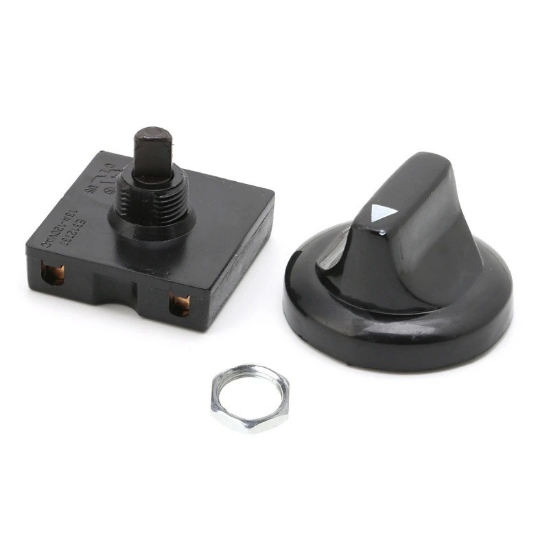 Black Fan Rotary Switch 4 Position 3 Speed Selector Switch Governor with Button