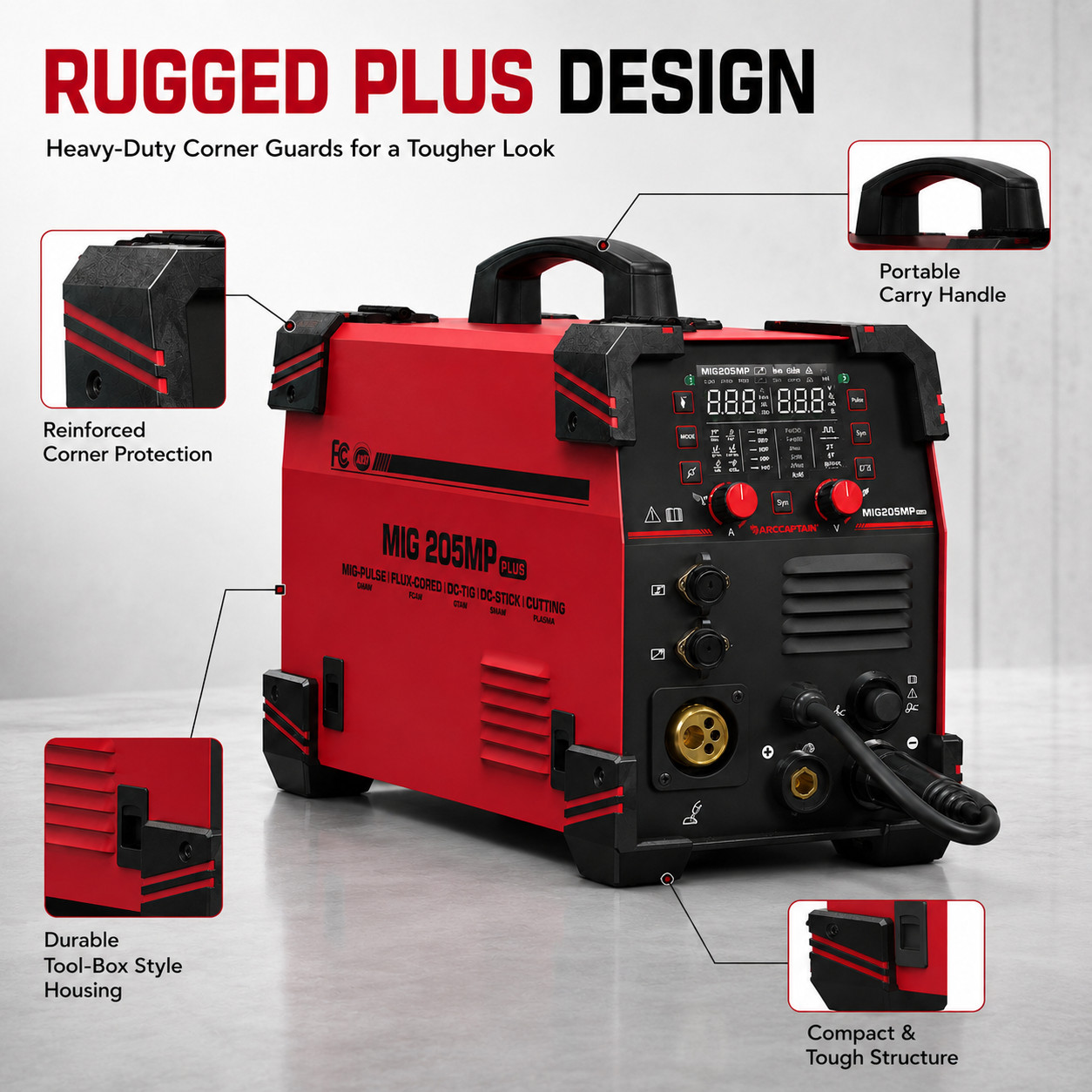 2026 ARCCAPTAIN MIG205MP PLUS 9-in-1 Multi-Process Welder & Plasma Cutter – 205A
