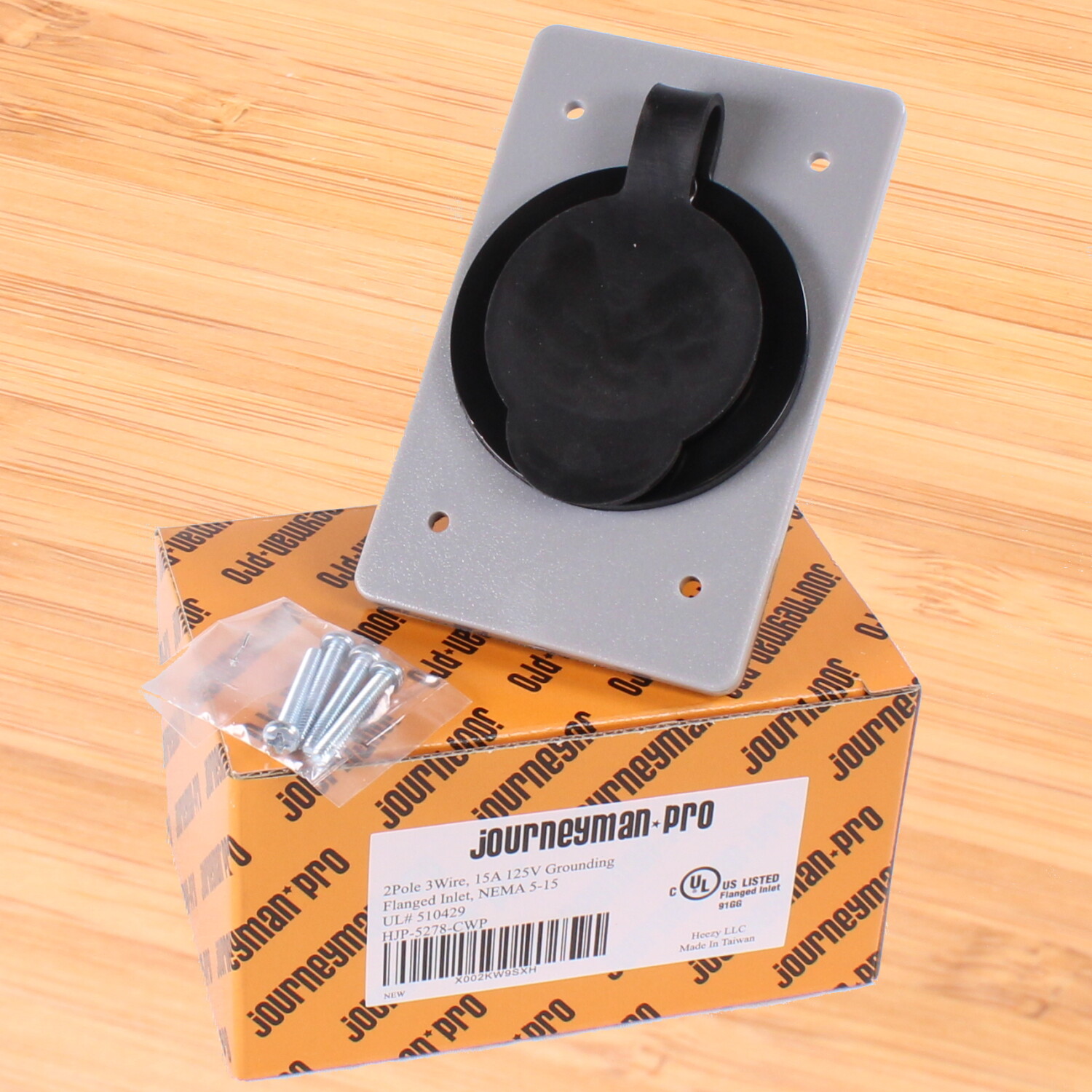 120V, 15A Straight Blade Power Inlet for 1-Gang FS FD Box NEMA 5-15P 5278-CWP