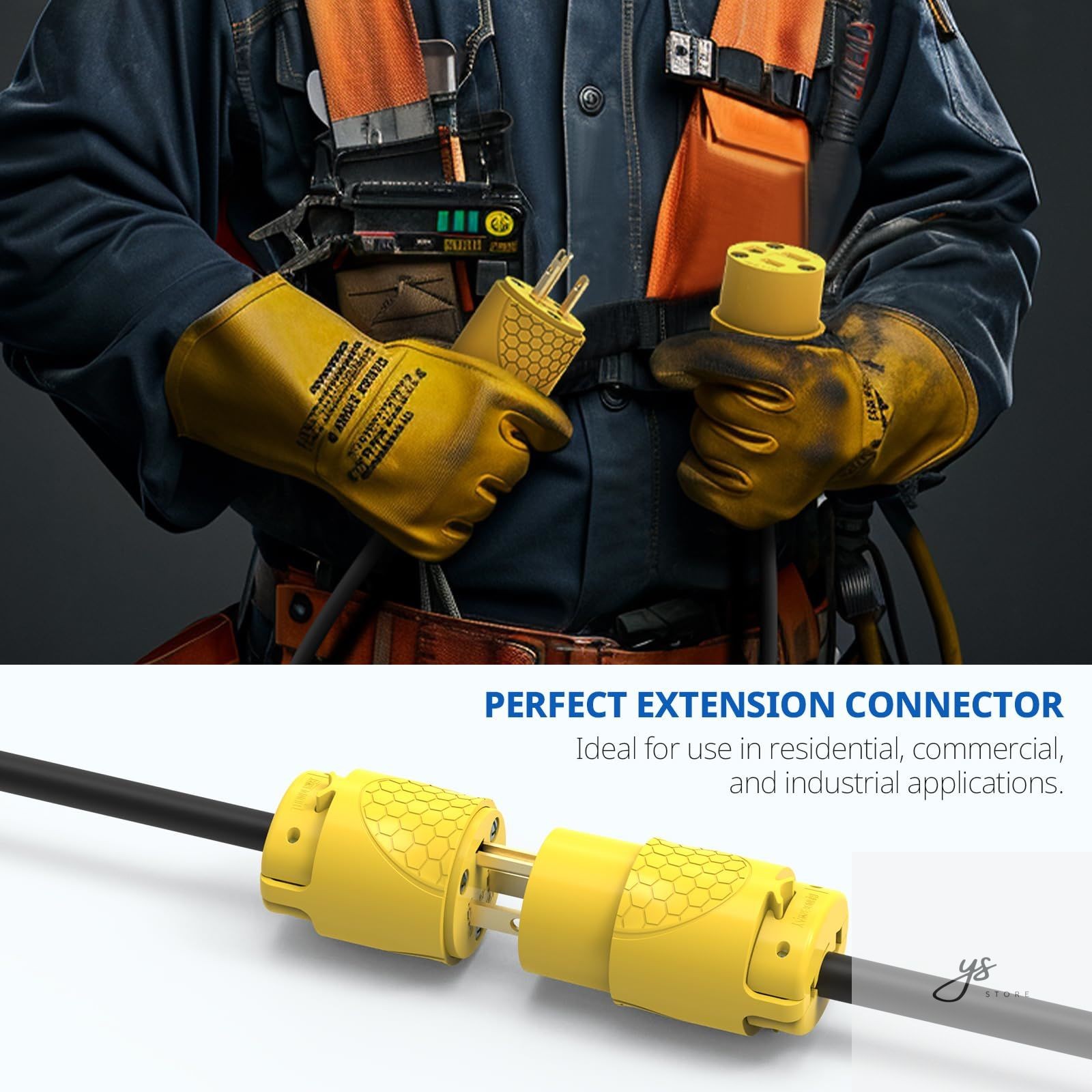 Electrical Replacement Plug & Connector Set, Extension Cord Ends Male and Female