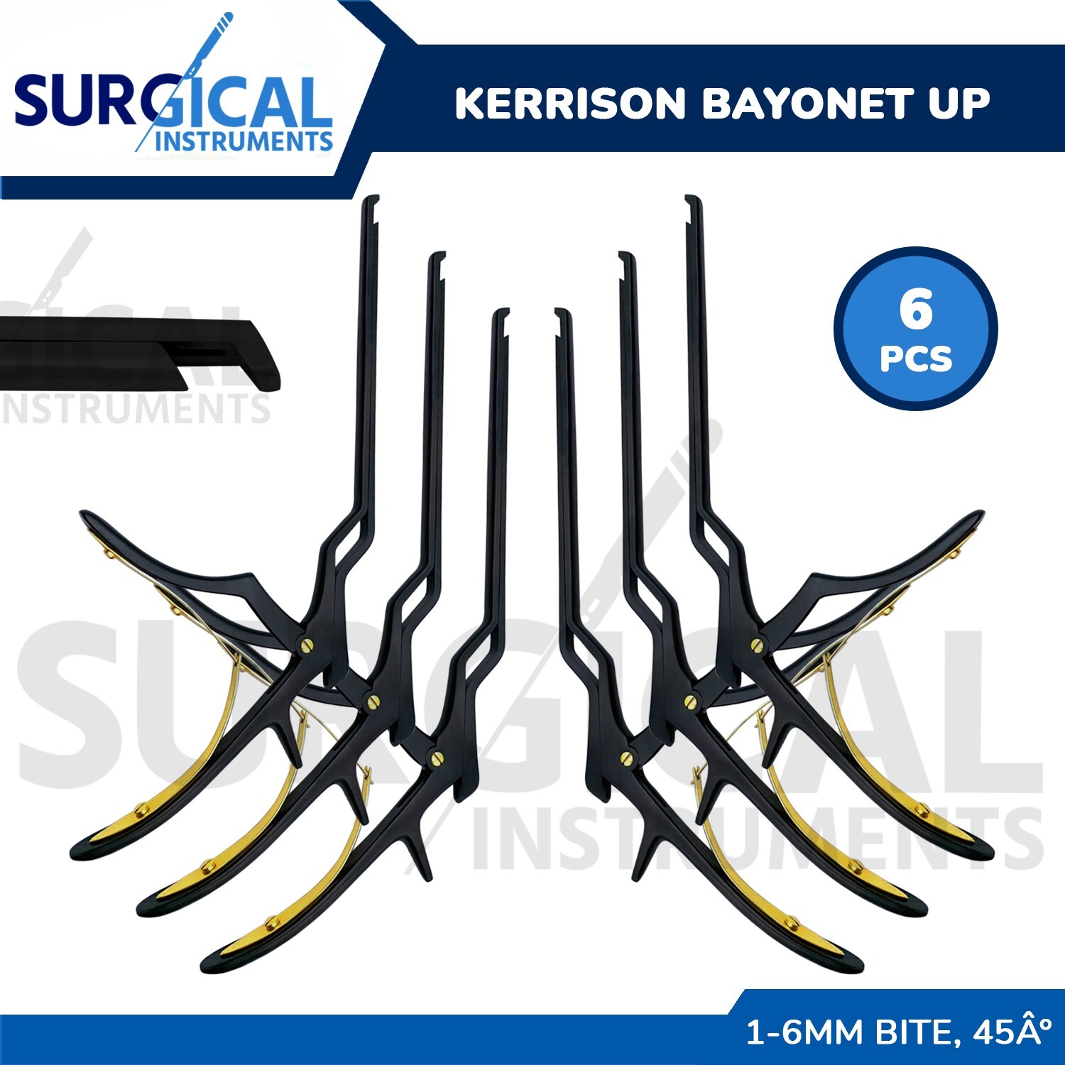 6 Kerrison Rongeurs Bayonet Angled 1,2,3,4,5,6 MM Bite 45 Degree Angled German G