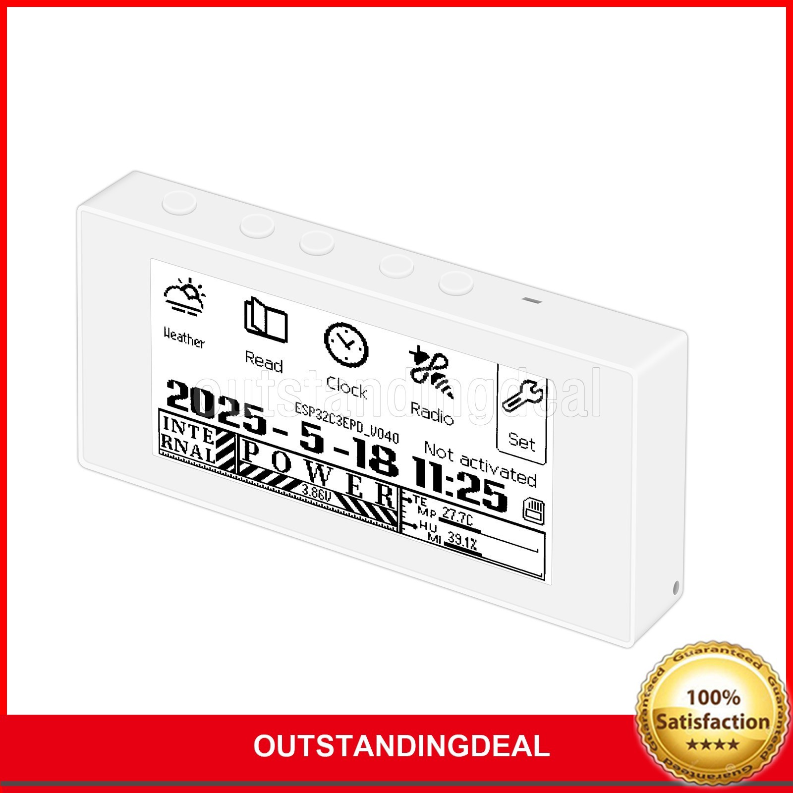 HAMGEEK RW01 Mini E-Ink Reader E-Book Reader for Weather Clock Image Alarm ot25