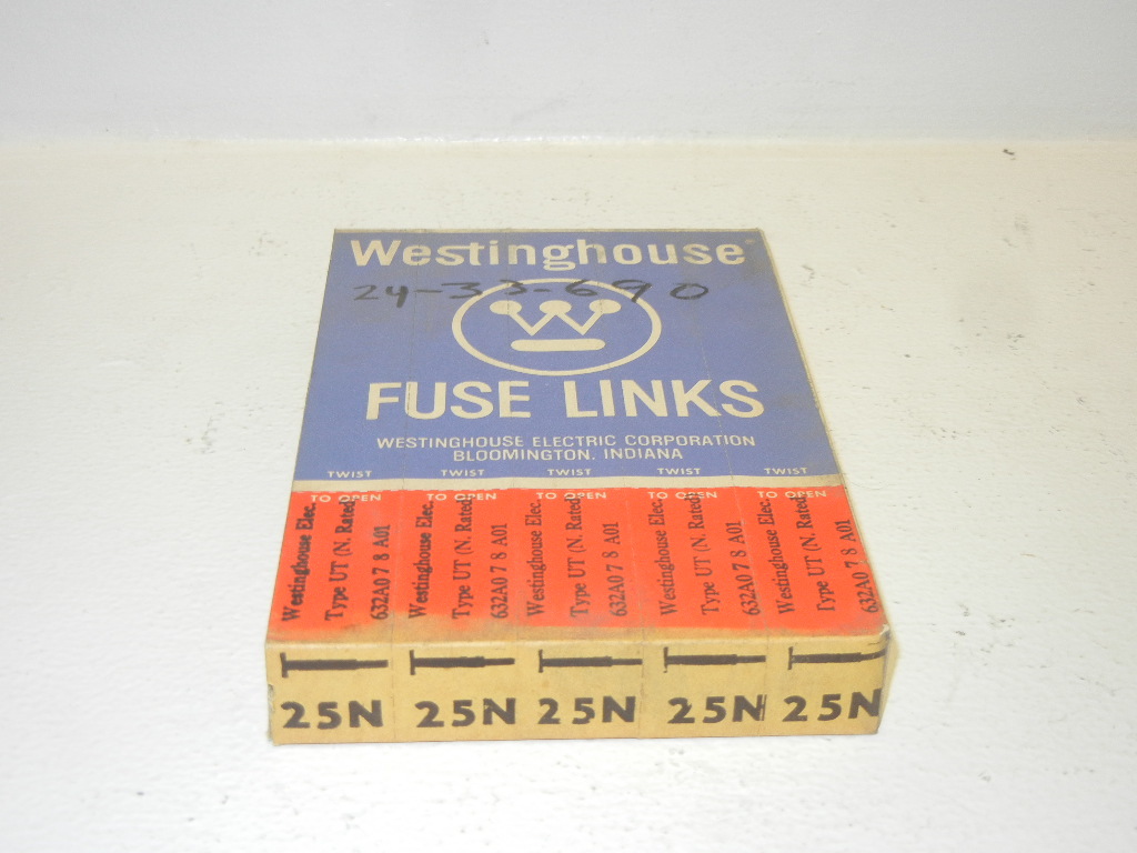 LOT OF 5 WESTINGHOUSE 632A078A01 NEW 25N FUSE LINKS TYPE UT 632A078A01
