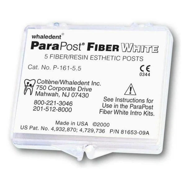Coltene Whaledent ParaPost Fiber White Resin Esthetic Posts 5/Pk