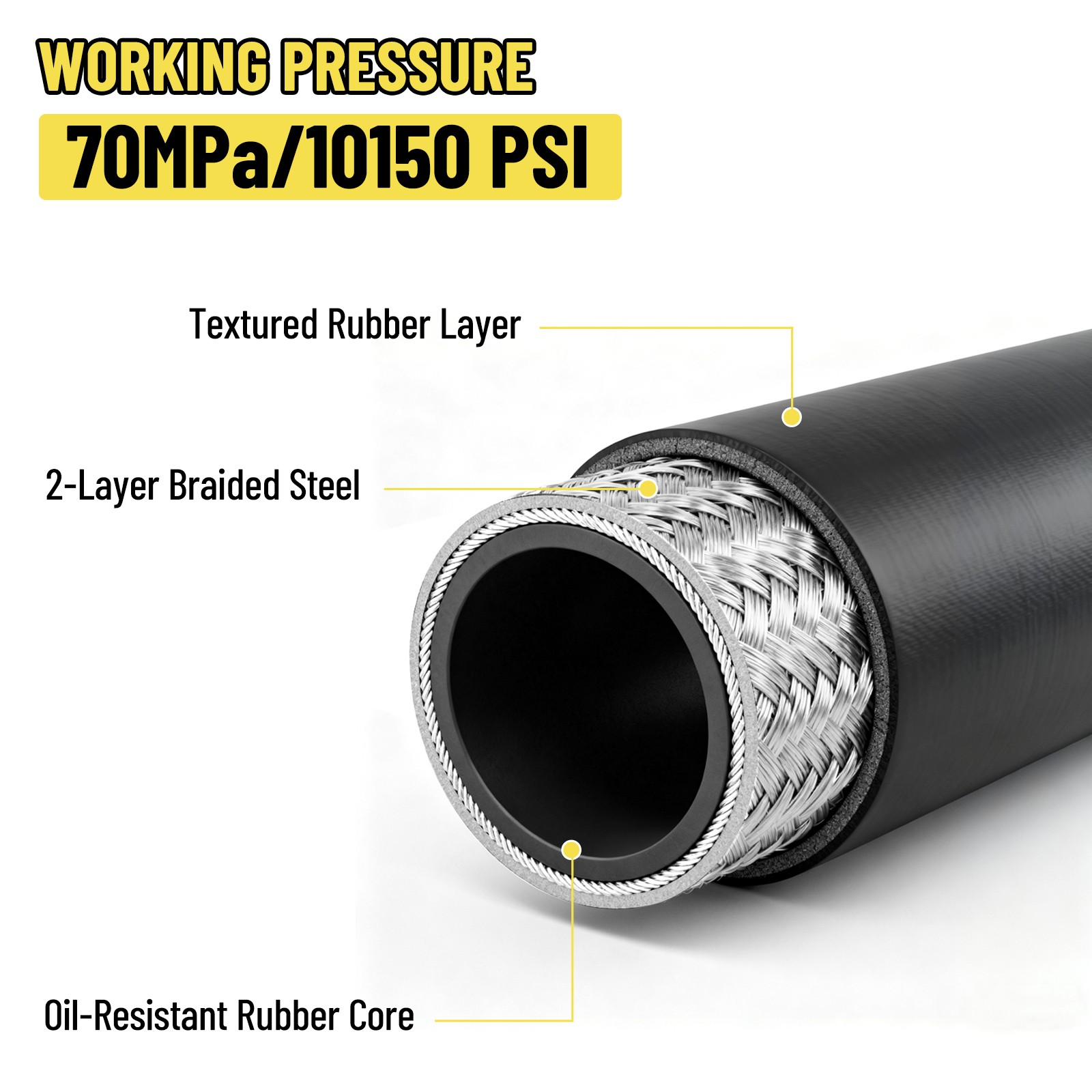 50FT 1/4″ Hydraulic Hose w/ 16 Fittings (JIC Female & NPTF Male & JIC Female 90°