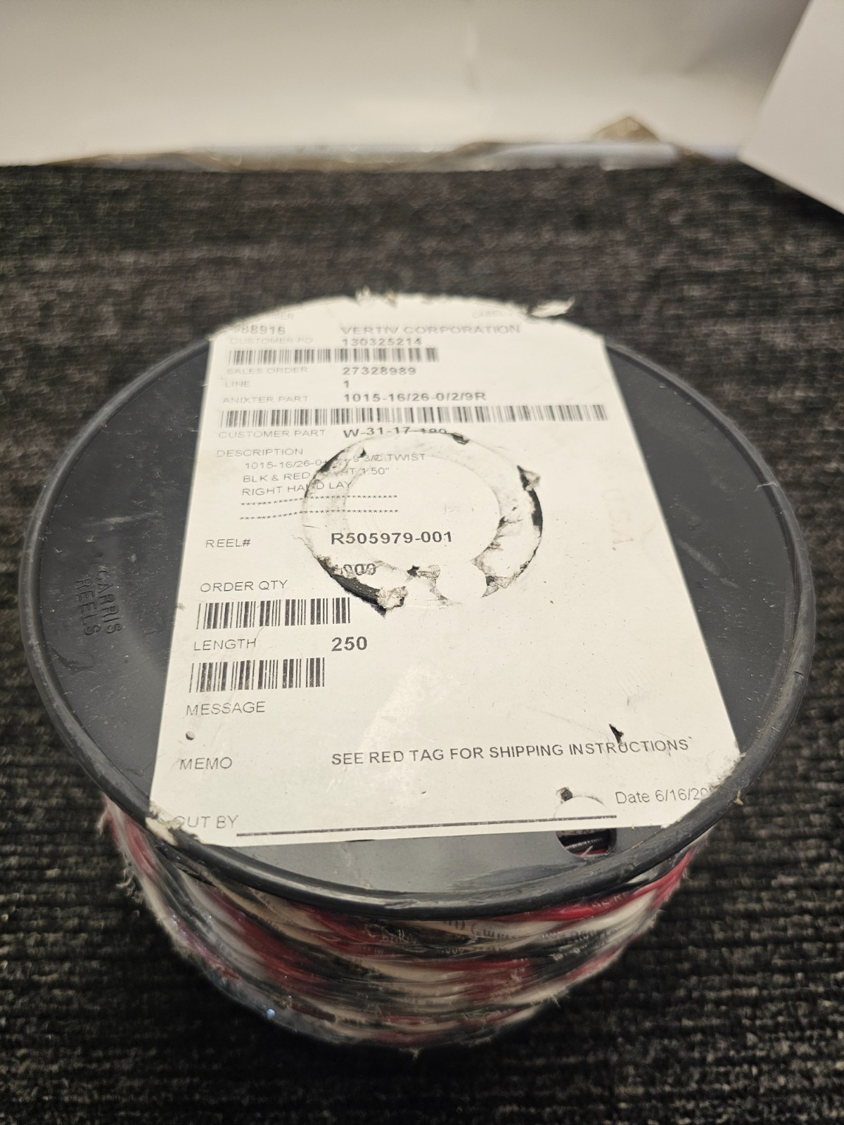 Vertiv 101-16/26/-0/2/9R 250 Feet Black Red White 1.50″ Twisted Wire