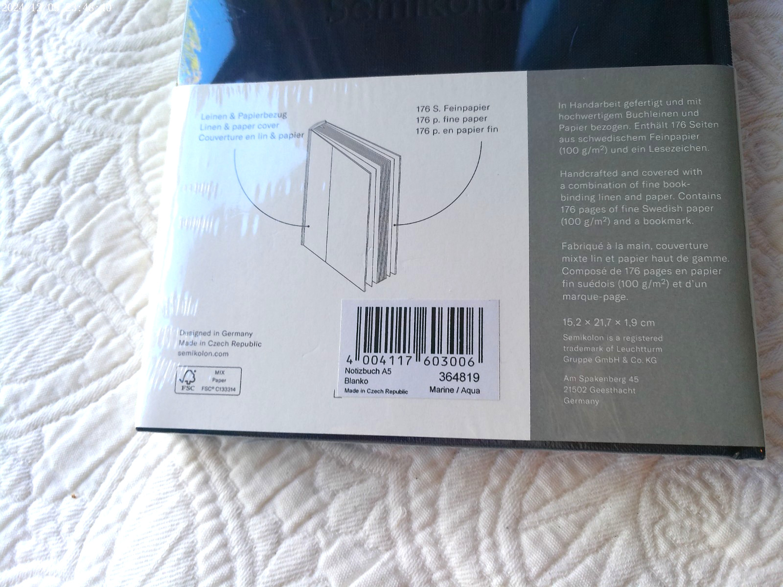 SEMIKOLON CUTTING EDGE PLAIN NOTEBOOK A5 NEW SEALED 176 PAGE FINE SWEDISH PAPER