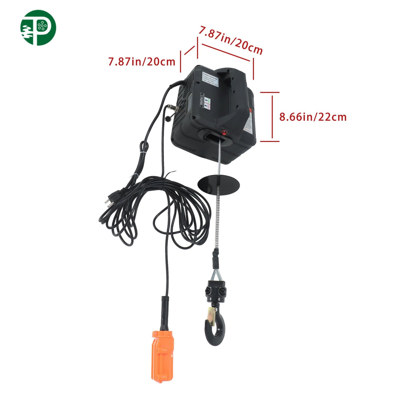 3-in-1 Electric Hoist Winch Crane Dual Remote Overload Safety 1100LBS/500kg