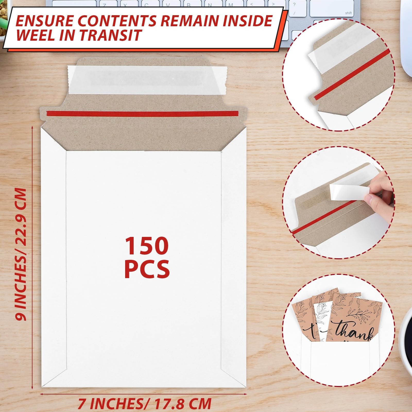 150 Pcs 7 x 9 Inch Rigid Mailers Self Adhesive Stay Flat Rigid Mailers Photo …