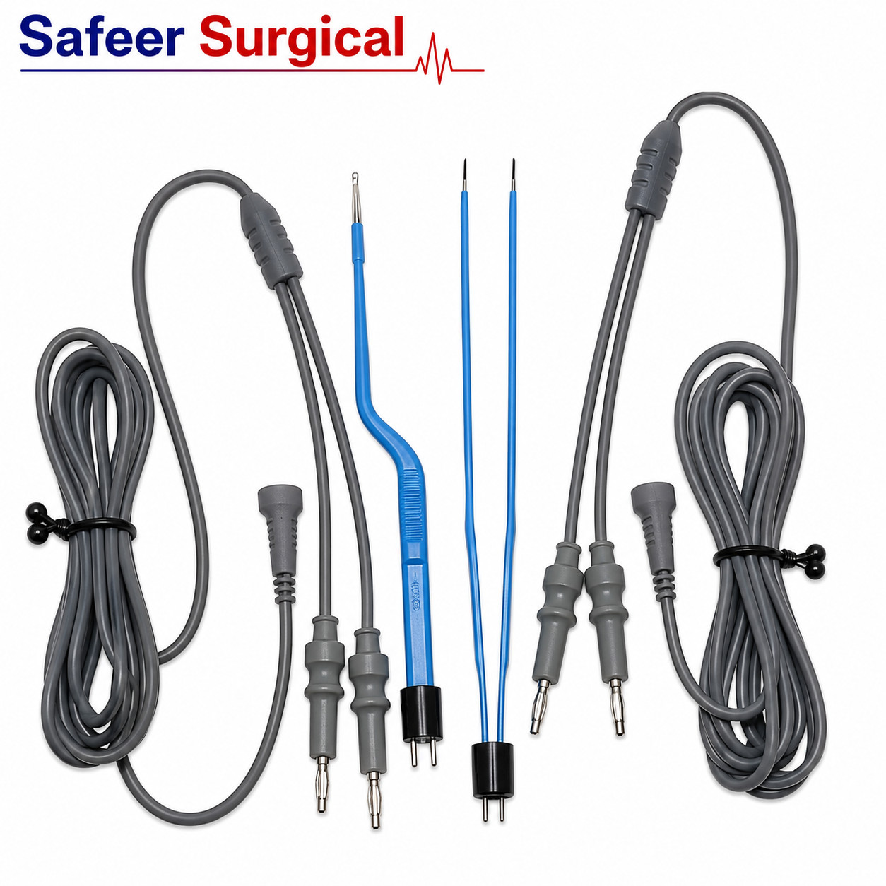 Reusable Bipolar Bayonet Forceps 2Pin Cable Non Stick Malleable 22.5cm 0.5-2.0mm