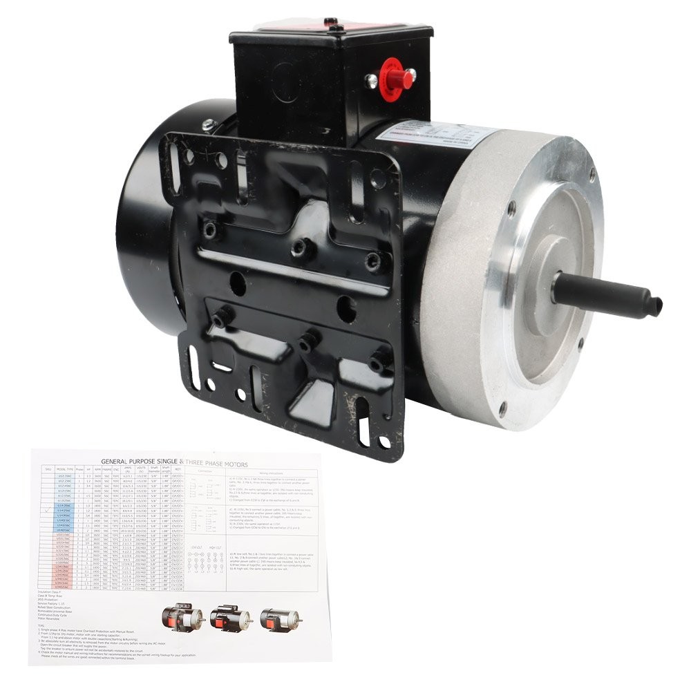 1/2 HP 1750 RPM General Purpose Motor 56C 1 Phase TEFC 60HZ Electric Motor New
