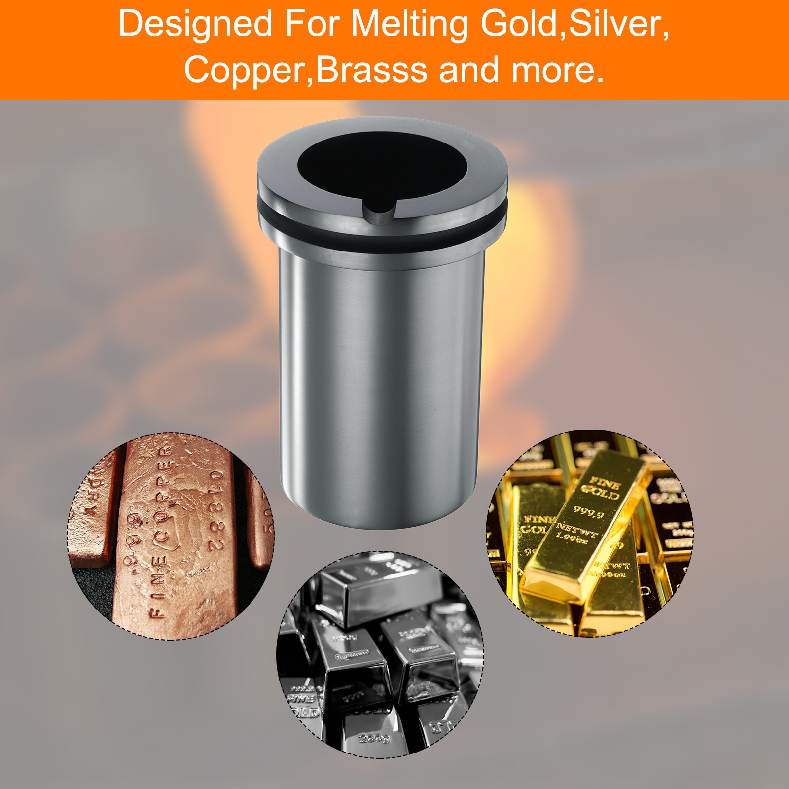 Graphite Crucible,4kg High Purity Graphite Crucible Metal Melting Ingot,2.36″ ID