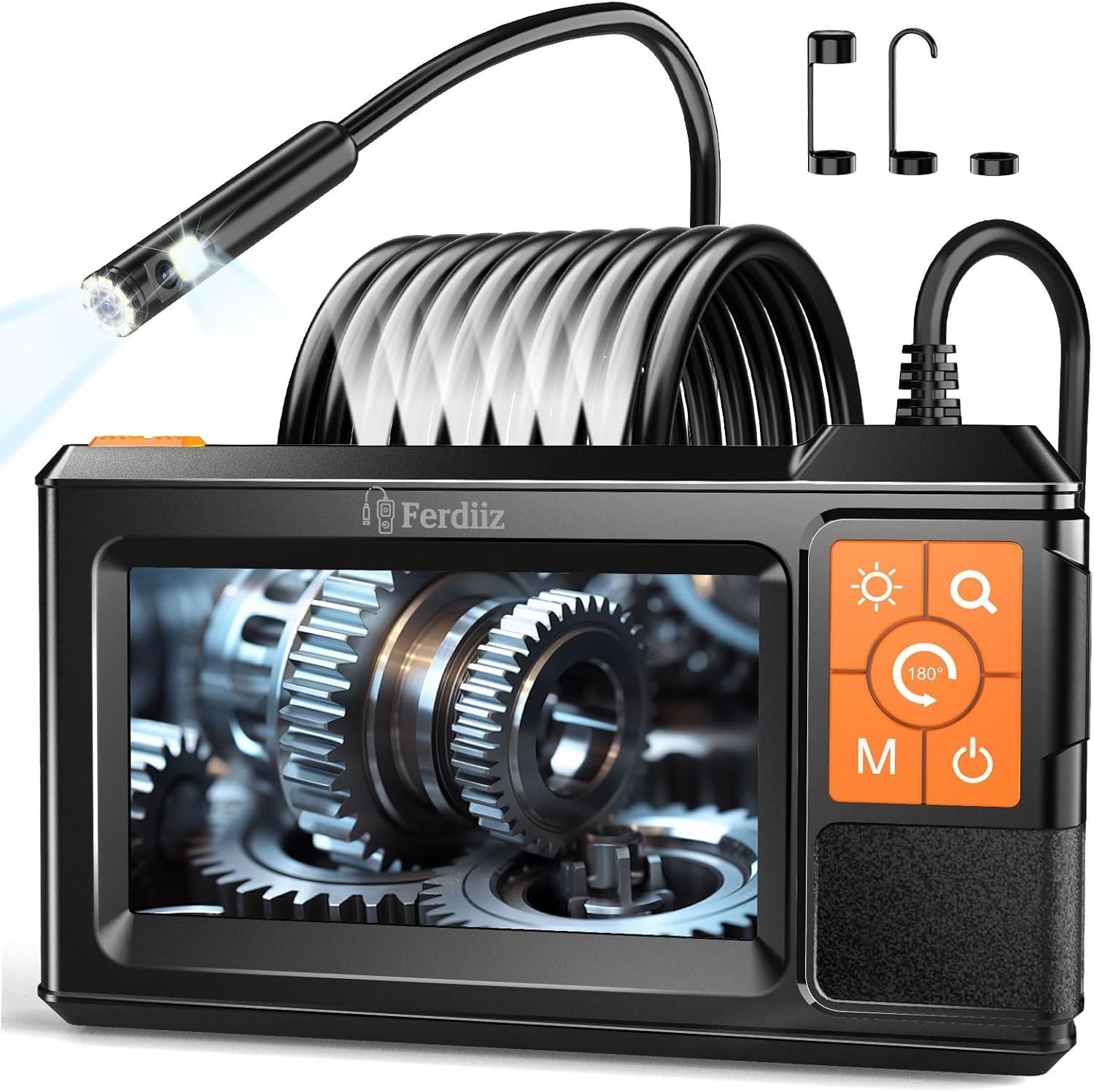Endoscope Inspection Camera,1080P HD Endoscope,4.3″ IPS Screen,8+1 LED Lights 5M