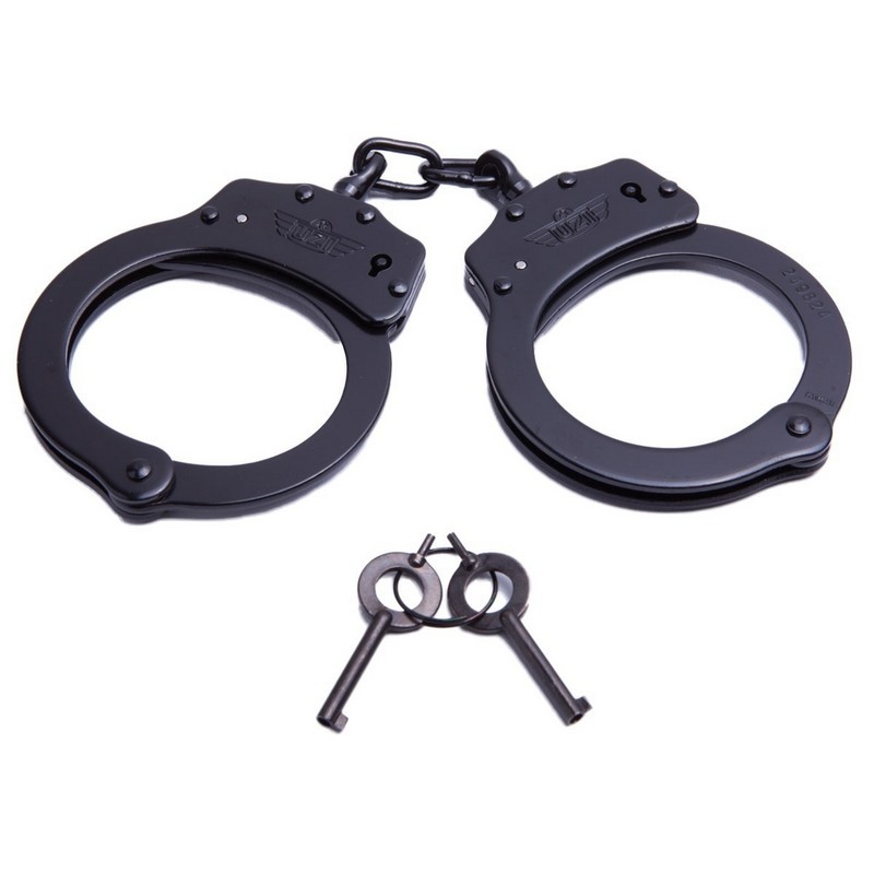 UZI Model HC-C Chain-Linked Handcuffs & Keys, Stainless Steel, Black
