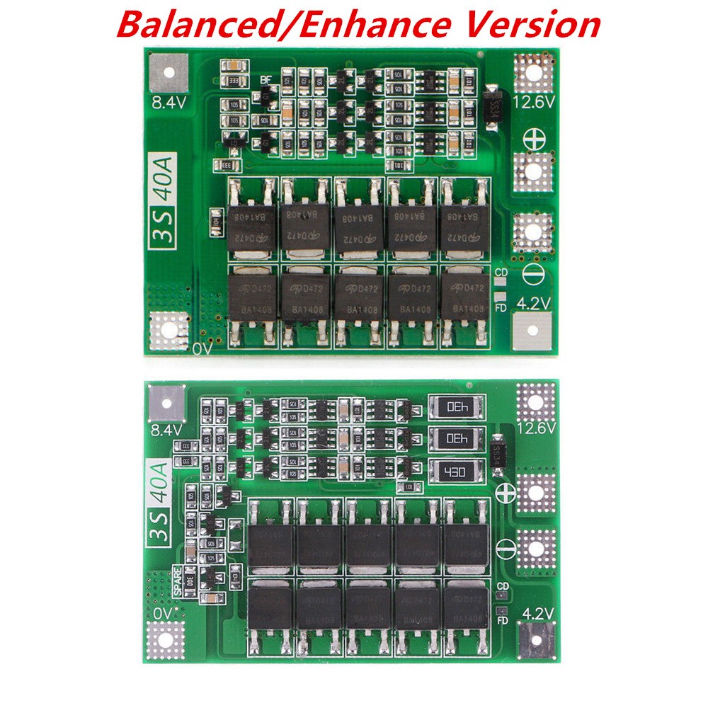 3S 11.1V 12.6V 40A Protection Board Balance BMS For 18650 Lithium Battery G4C9