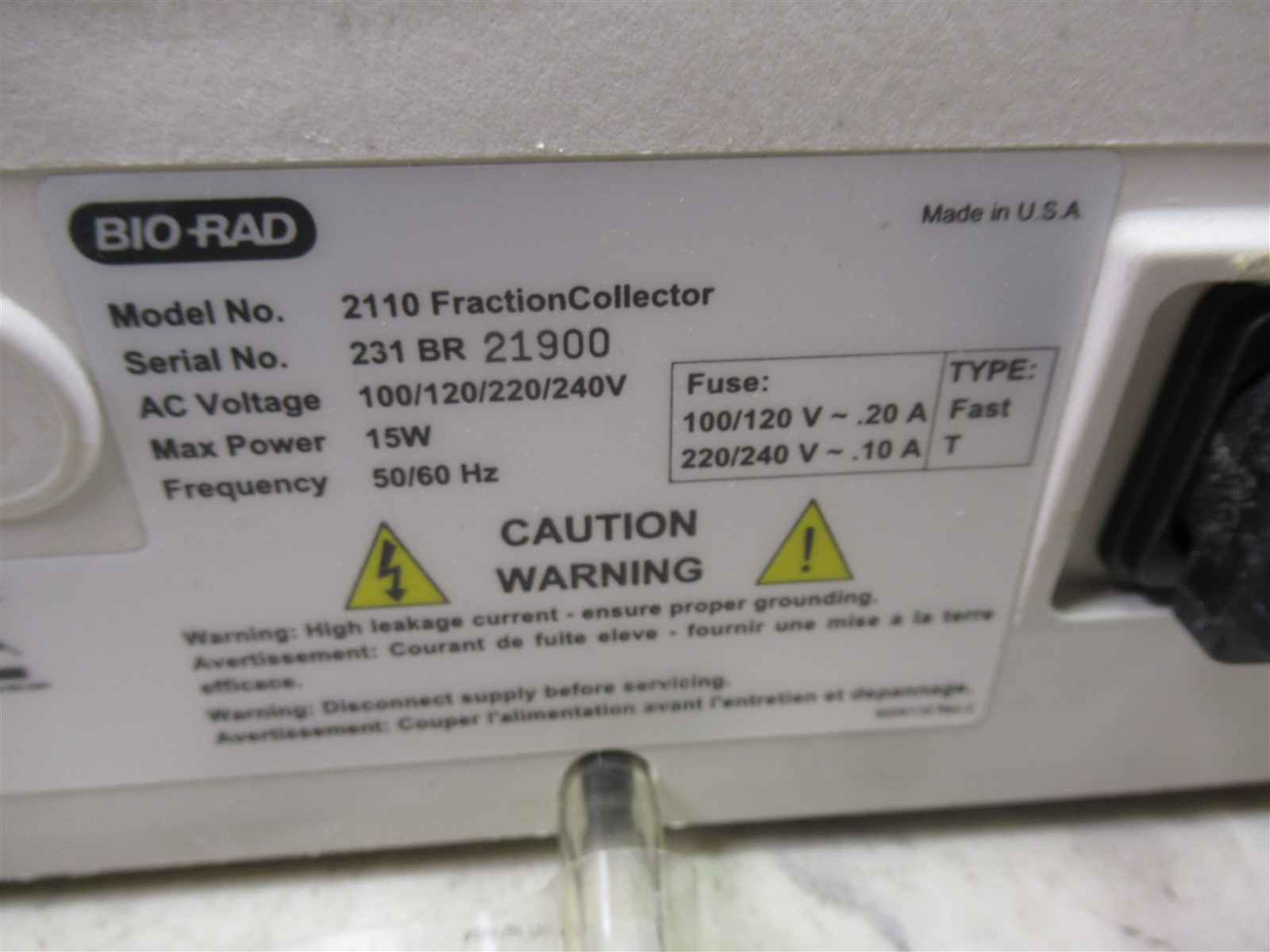 Bio-Rad 2110 Fraction Collector Chromatography System – Powers On