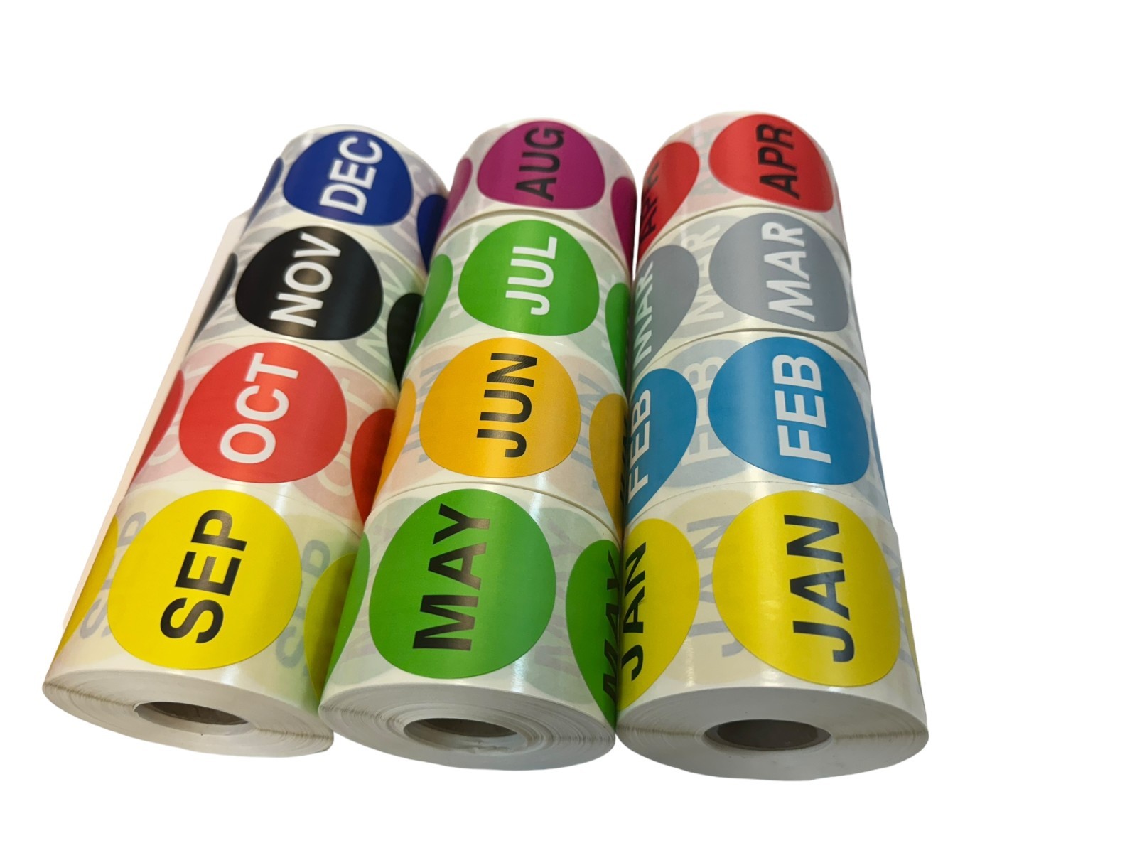 All 12 Months of the Year Inventory 2″ Labels | 12 Rolls 500/Roll (6000 Total)
