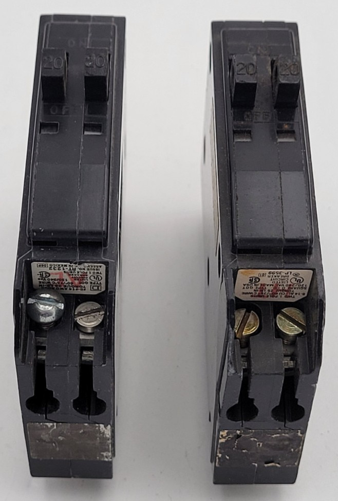 Square D QOT2020 20A 1-Pole Plug On Twin Tandem Circuit Breaker USED (Lot of 2)