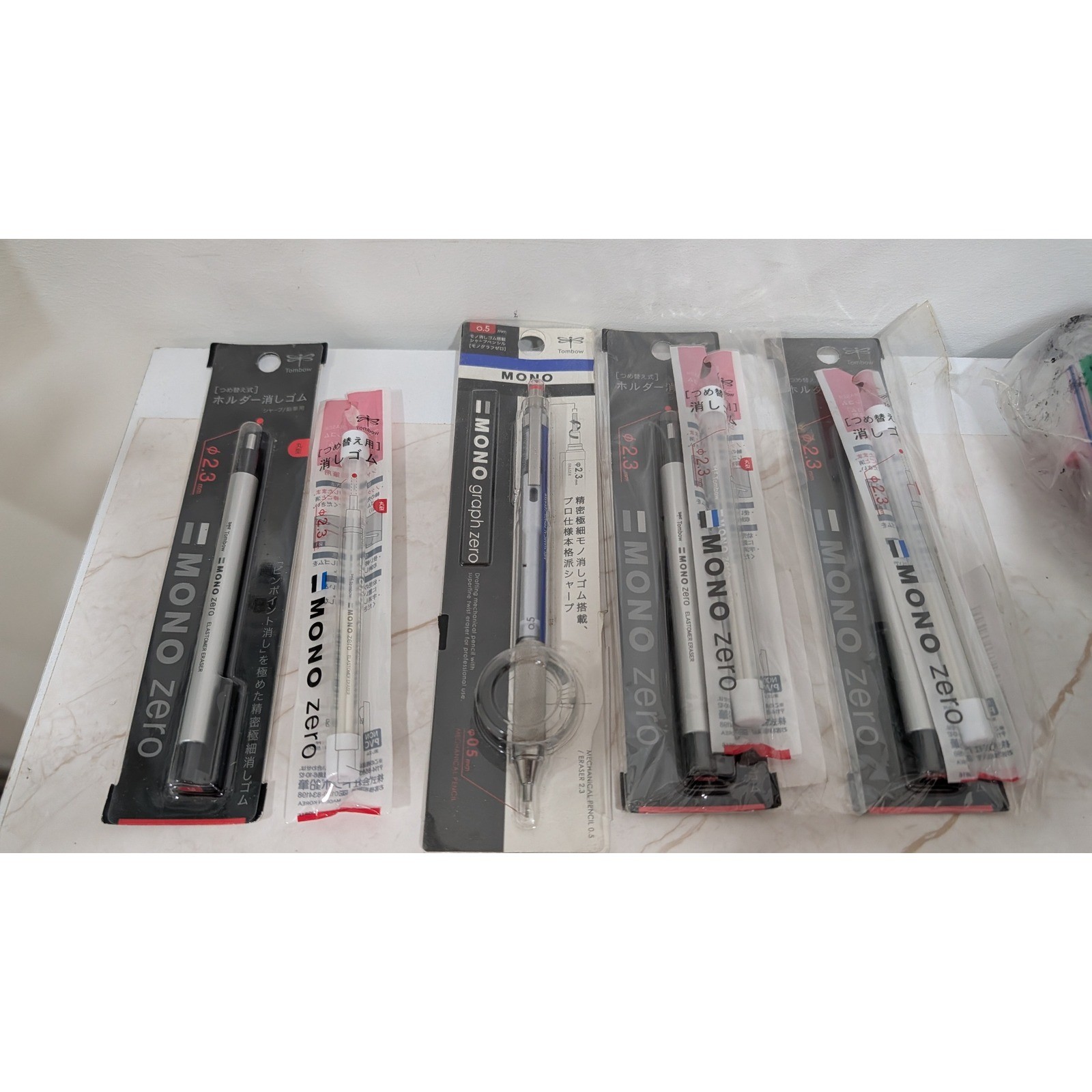 Tombow Mono Graph Zero Drafting Mechanical Pencil 0.5mm DPA-162A + 3 Eraser Pens