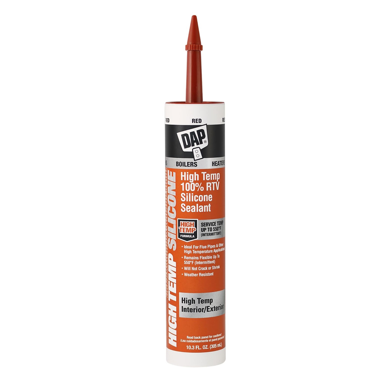 DAP High Temp 100% RTV Silicone Sealant, 10.3 Oz, Red