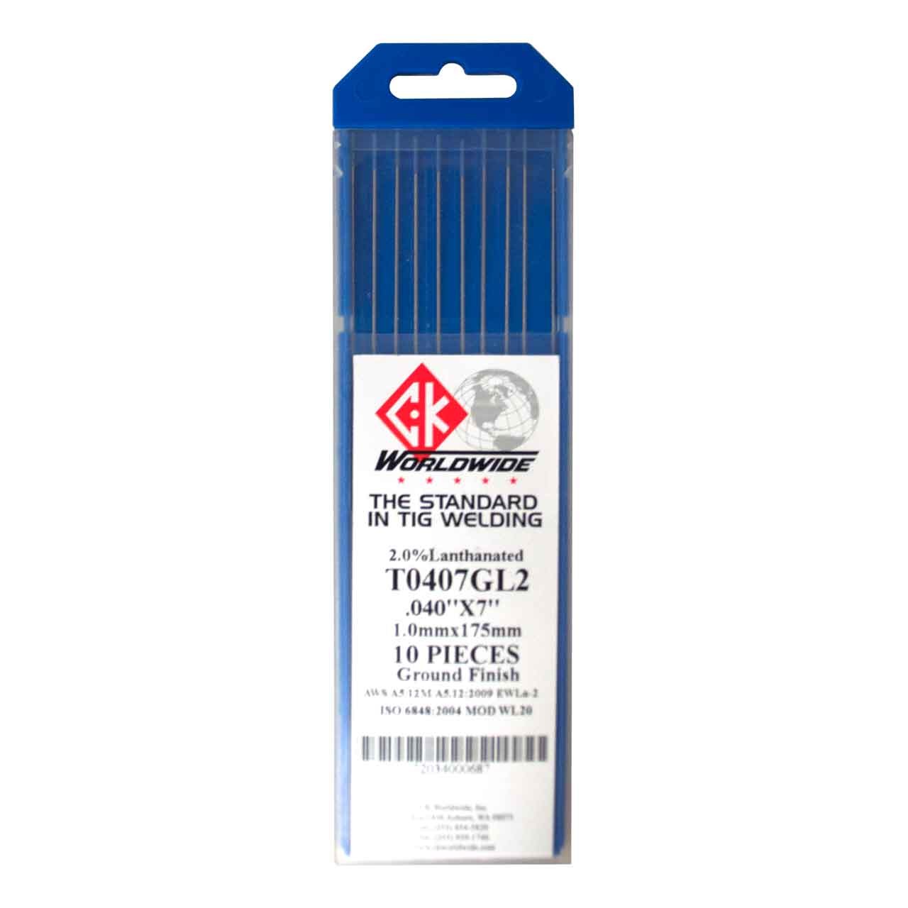 CK T0407GL2 2% Lanthanated Tungsten Electrode .040″ X 7″ 10 pack