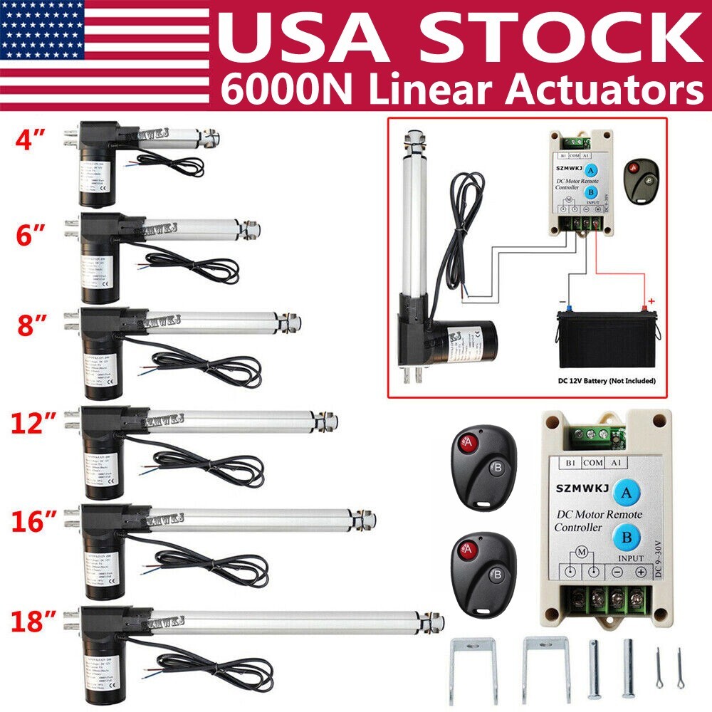 Heavy Duty 6000N 1320lbs Lift 12V Linear Actuator Motor Controller Switch Kit DO