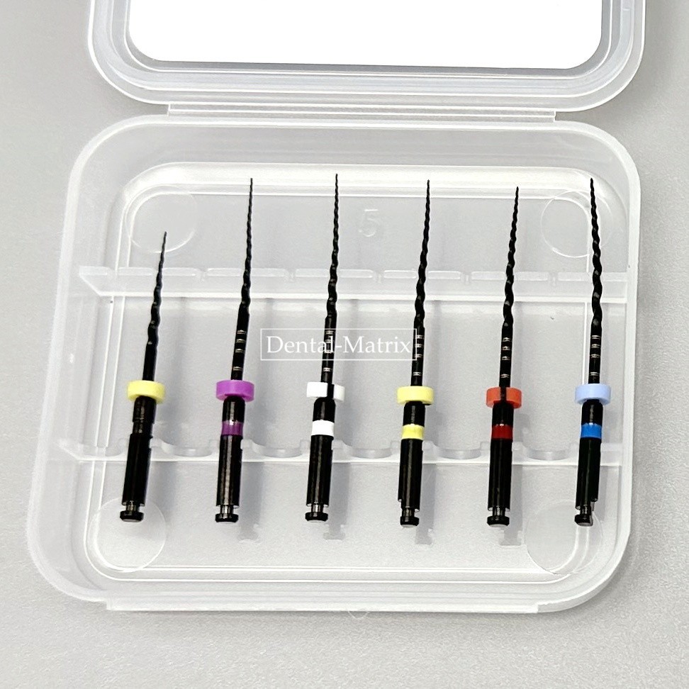 6pcs Dental Nickel Titanium Heat Activated Root Files Black Rotary Files 25mm