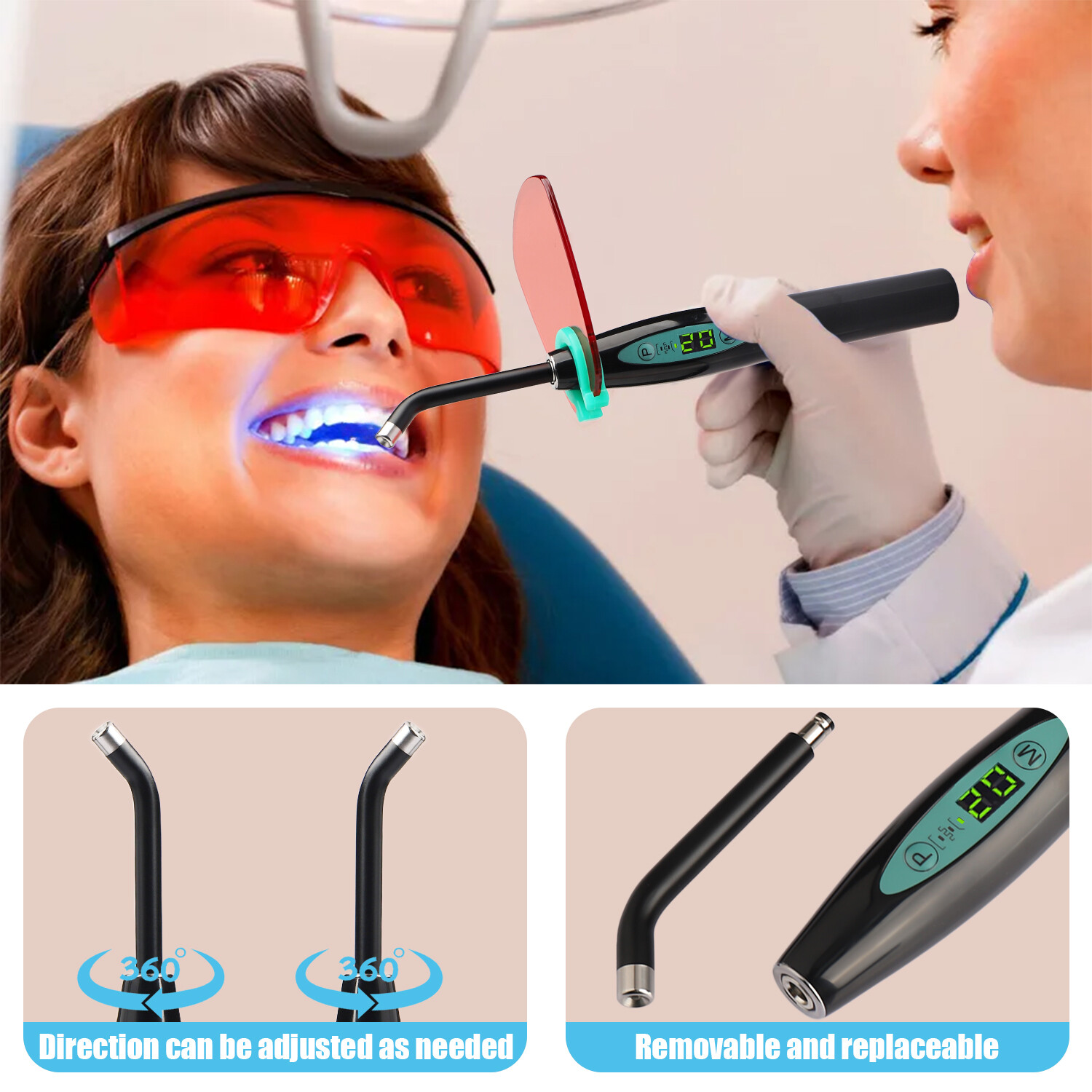 Dental LED Cure Curing Light Lamp Wireless Cordless 2000mw 5w Tool Resin Cure US