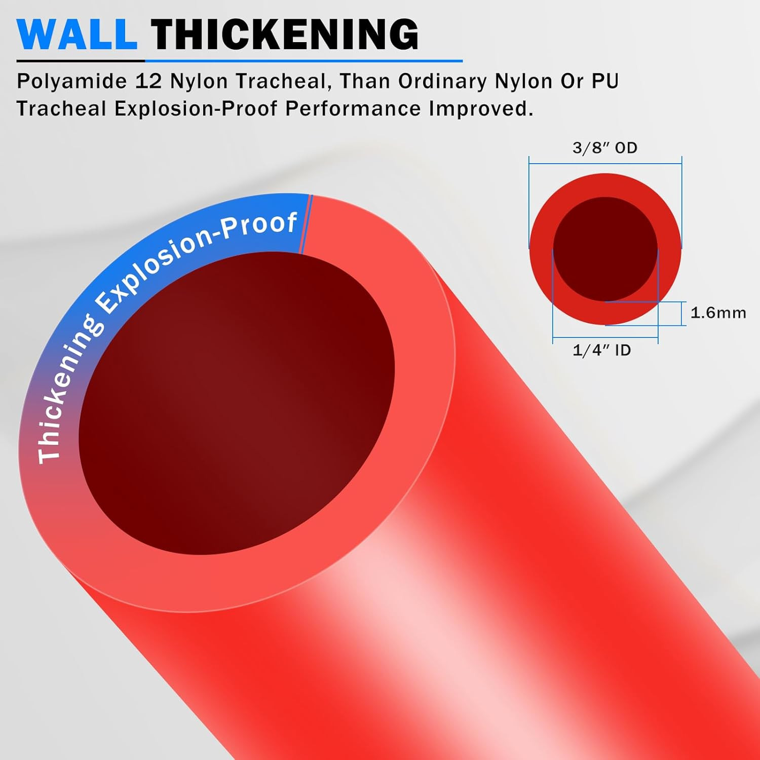 100 FT 3/8″ DOT Air Line Red 3/8 PA12 Nylon Pneumatic Tubing 30.5 Meter 3/8 Inch