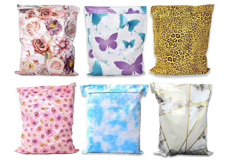 14×17 Inch Poly Mailers Butterfly, Marble Tile, Clouds, Leopard, Roses, Flowers