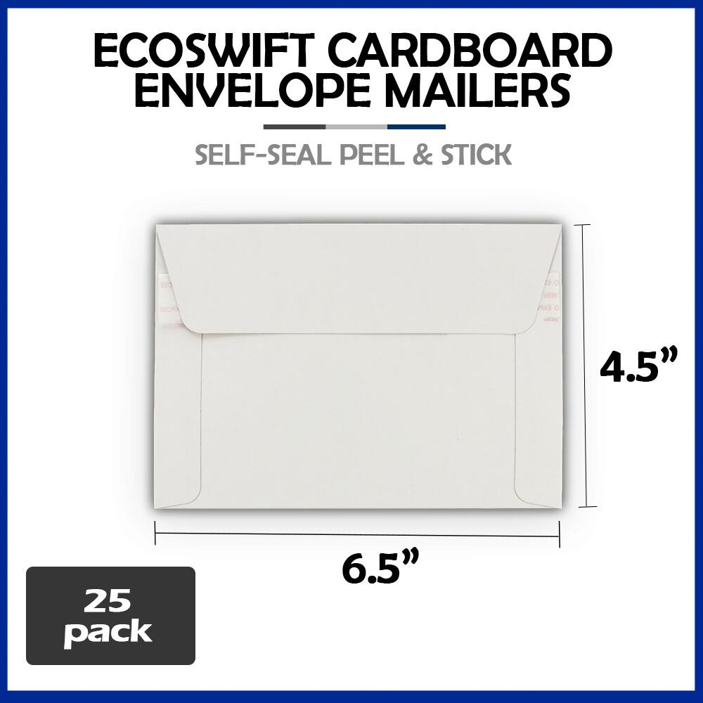 25 – 6.5×4.5 “EcoSwift” Brand Self Seal Rigid Photo Cardboard Envelope Mailers