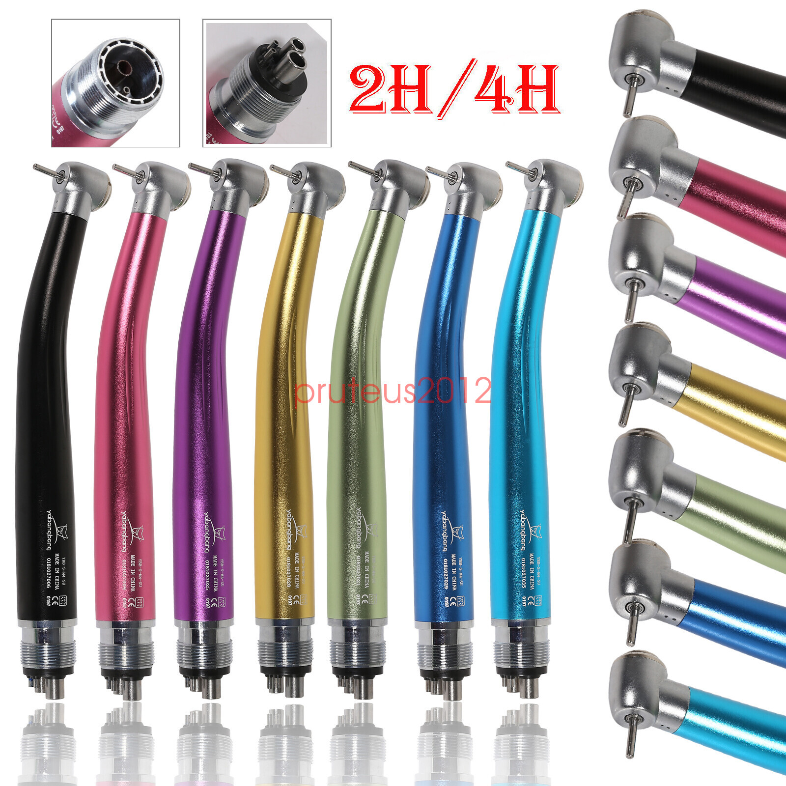 Yabangbang Dental High Speed Handpiece Turbine Push Button 4 Holes USA