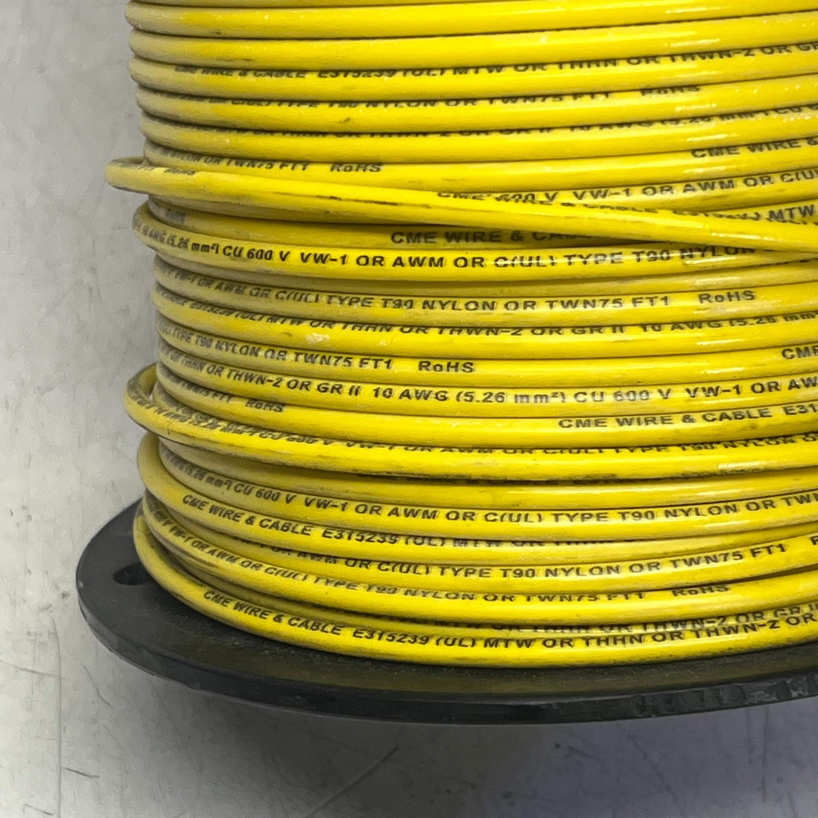 CME Wire & Cable Coated Copper Thhn 10 Str 10 AWG 500′ Yellow E315239
