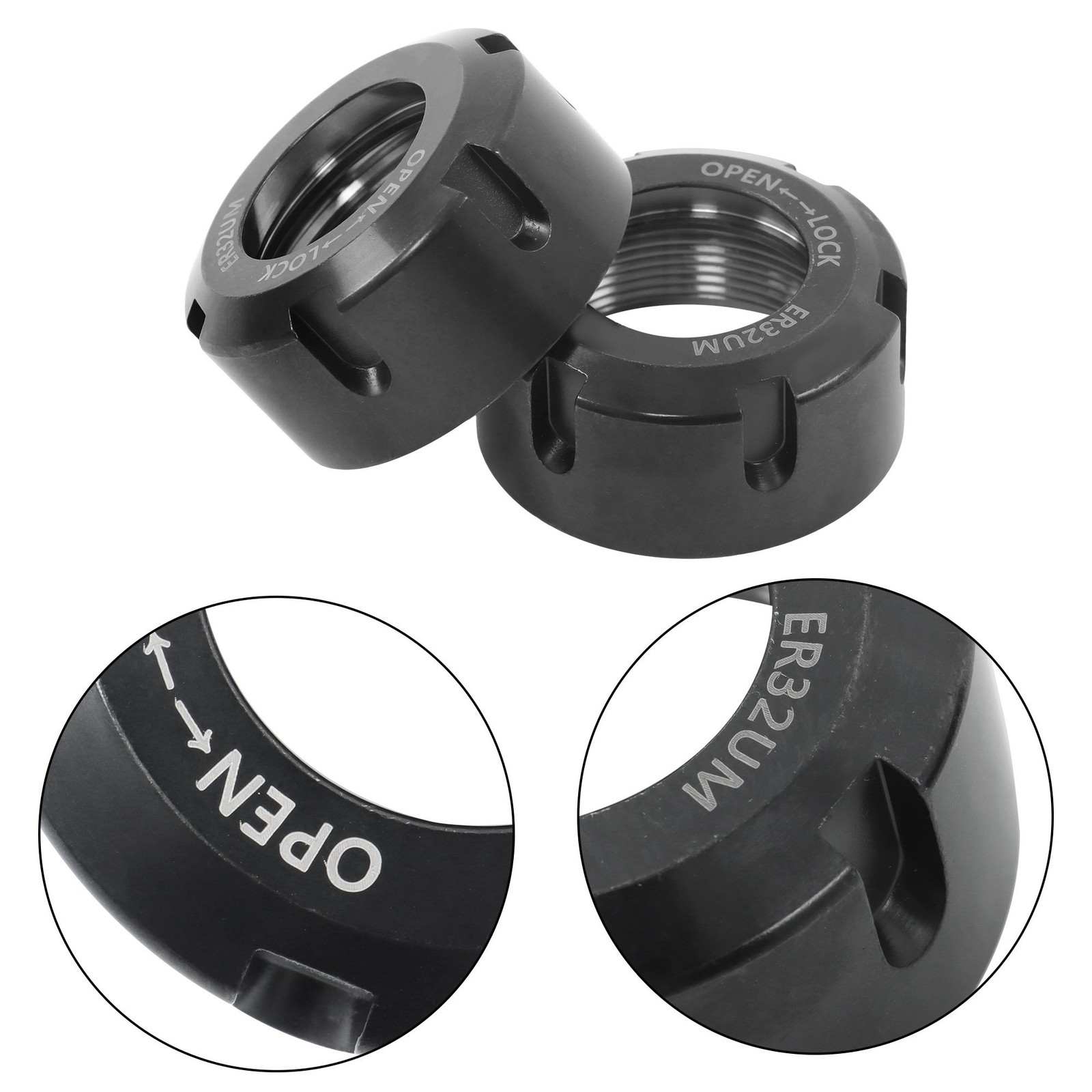 ER32UM Collet Nut 2 Pack Set Ball Bearing Type for CNC Milling Tool Holder