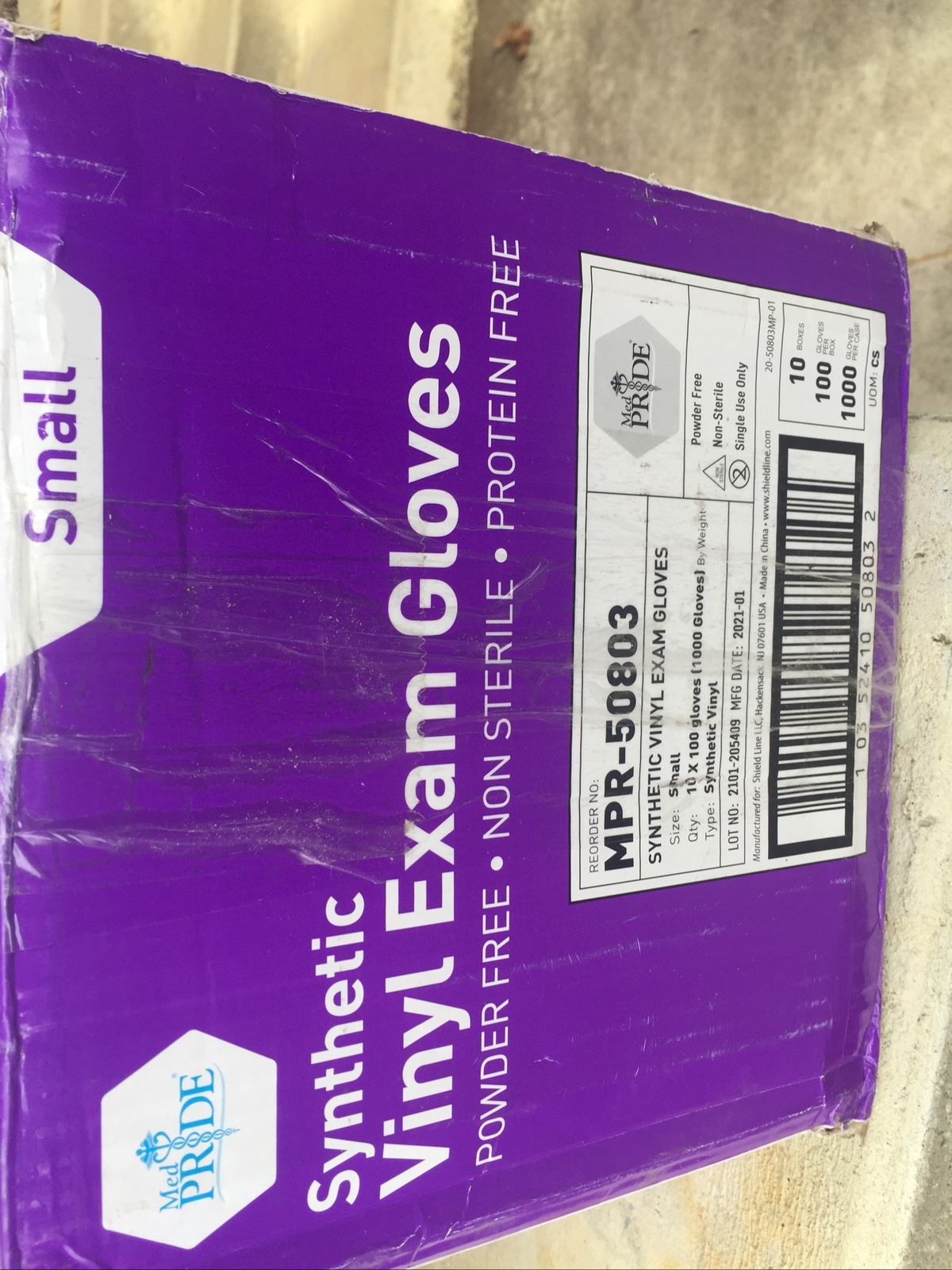 Med PRIDE Synthetic Nitrile-Vinyl Blend Exam Glove, Small Case (10 boxes) 100per