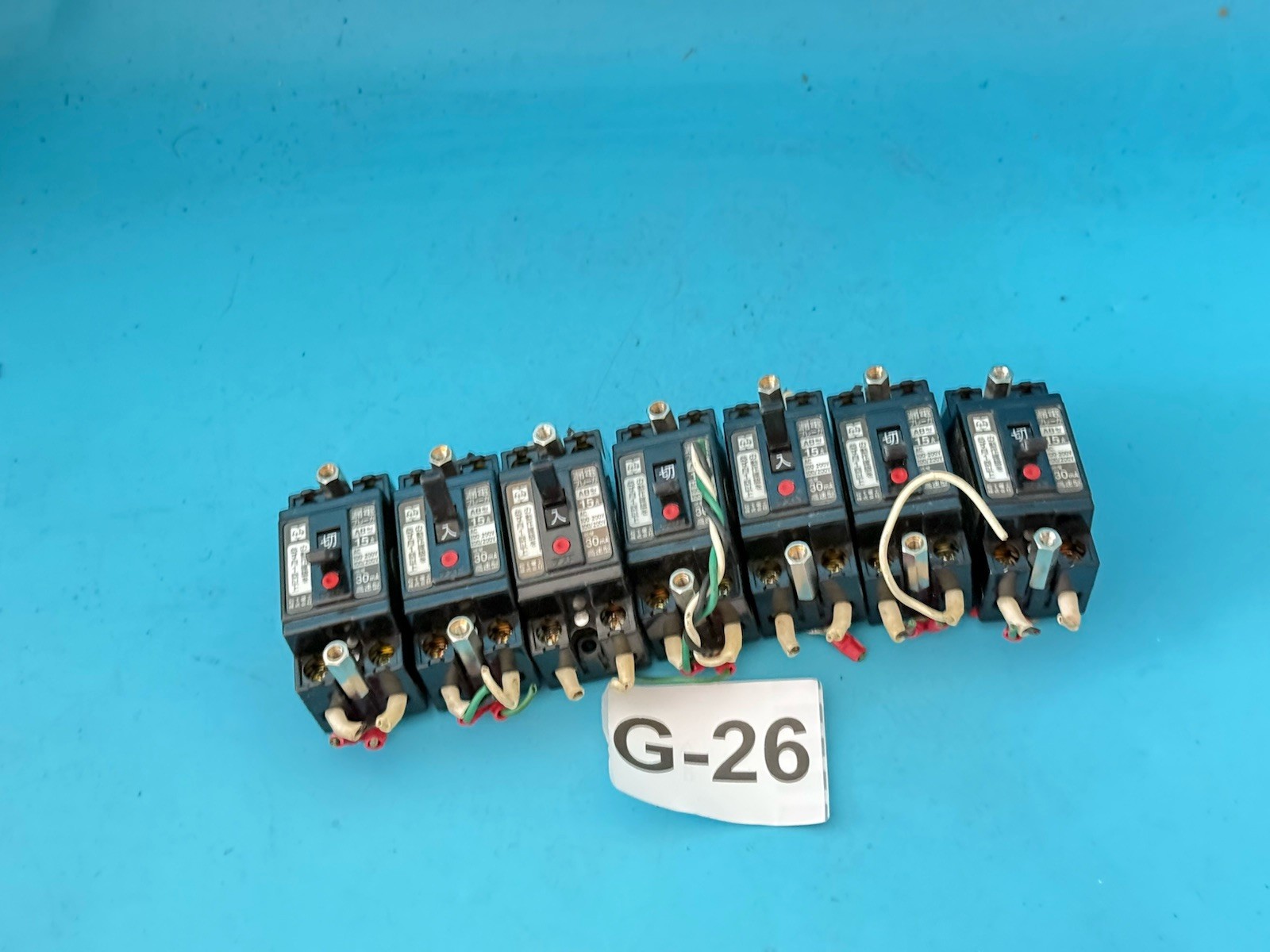 Lot of 7 FUJI AB 15A 100–200V Industrial Circuit Breakers 30mA Japan