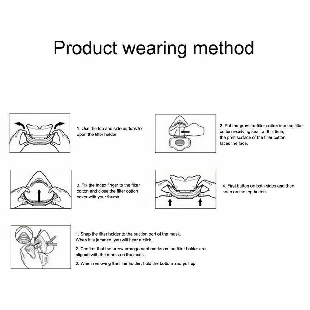 Safety Gas Mask Respirator Half Face For Painting Spraying Facepiece +20 Filters