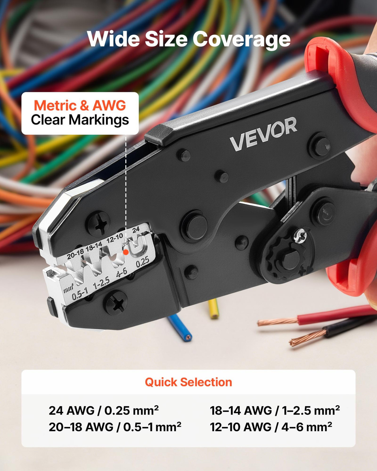 24-10 AWG Ratcheting Wire Crimping Tool Electrical Terminal Pliers