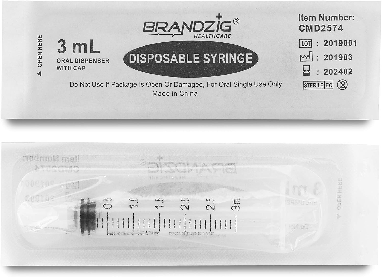 3ml Syringe With Cap 100 Pack | Oral Dispenser Without Needle, Luer Slip Tip