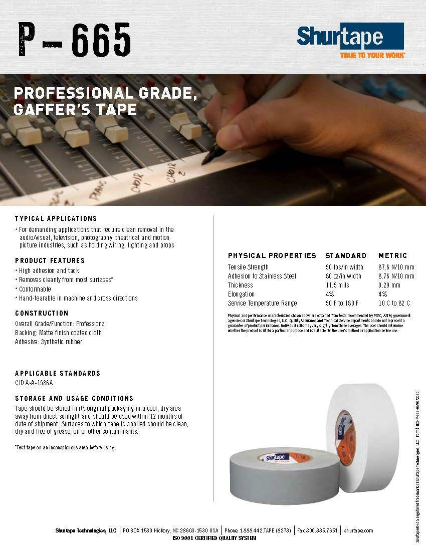 Shurtape P-665 Premium Gaffer Tape Black 1″ x 55 yds.