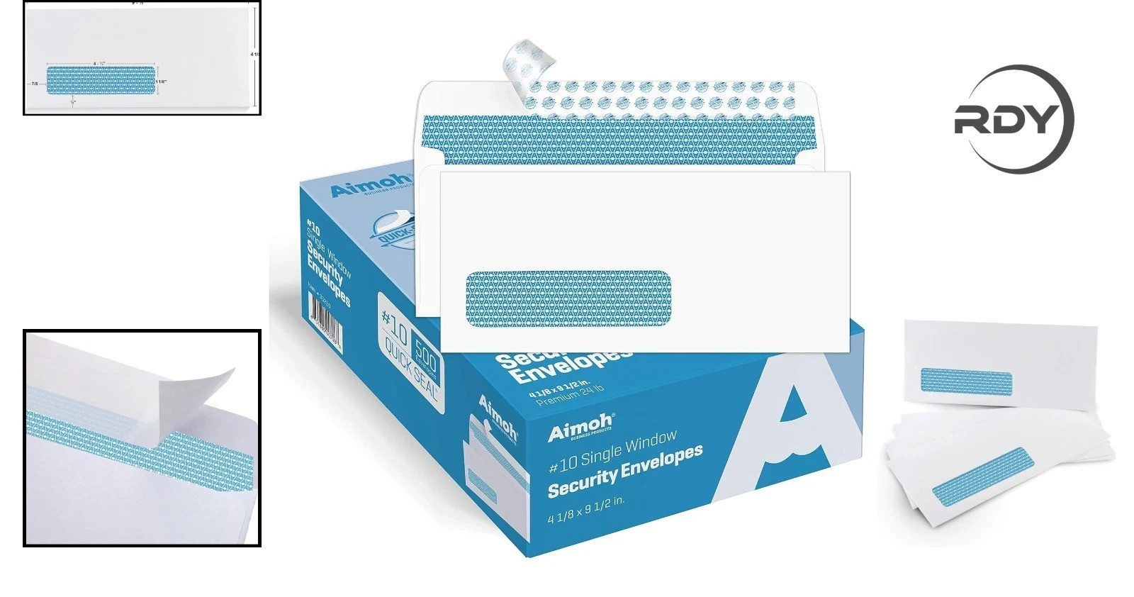 24 LB Self-Sealing Security Envelopes with Window – 500 Pack 4.125 x 9.5